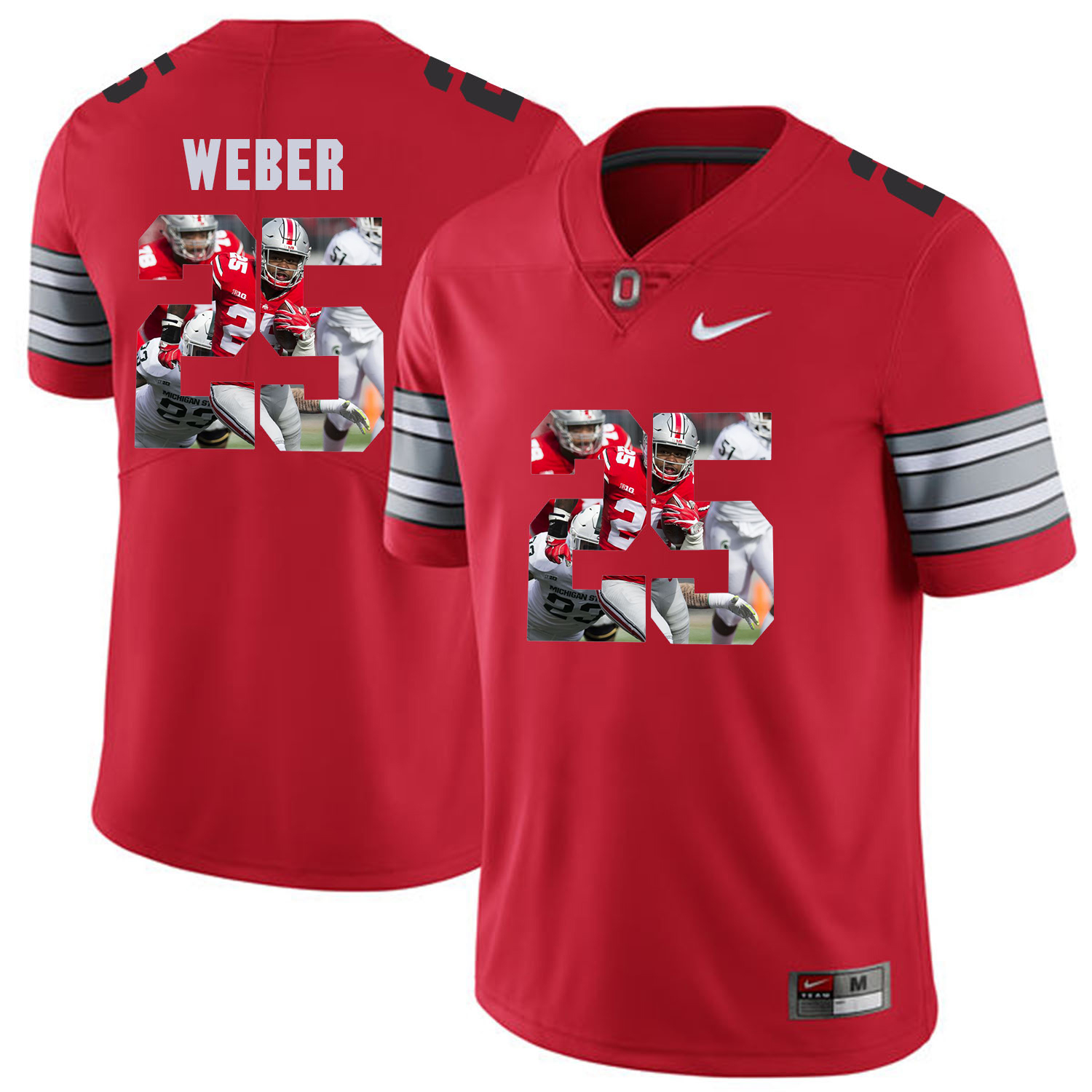 Men Ohio State #25 Weber Red Fashion Edition Customized NCAA Jerseys->->Custom Jersey